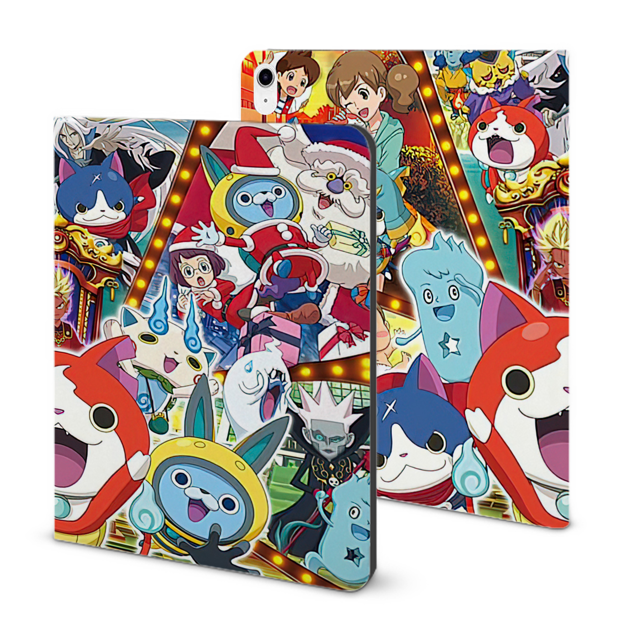 （画像用） 妖怪ウォッチ Yo-kai Watch IPad ケース ブック型 PUレザー TPU 耐衝撃 軽量 薄型 ペン収納なし 全面保護 IPad 各モデル対応
